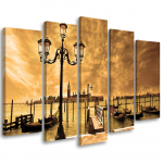 Viieosalise pildiga l&otilde;uendiprint Venice Gondola Italy 100x70 pruun