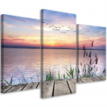Kolmeosalise pildiga l&otilde;uenditr&uuml;kk Sunset Footbridge Lake 60x40 roosa