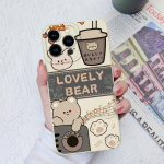 &Uuml;mbris Apple iPhone X XS XR SE 14 13 12 11 8 7 6 Pro Max Mini tagakaaned Cute Bear Cartoon P&otilde;rutuskindel vedel silikoonist paari telefoni&uuml;mbrised iPhone'ile iPhone 6 valge