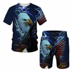 Suvine meeste T-s&auml;rk + rannap&uuml;ksid Eagle USA lipp 3D prindiga ujumisp&uuml;ksid vaba aeg, mood l&uuml;hikeste varrukatega t&auml;iskomplekt r&otilde;ivaid XXL