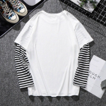 Unisex Fashion Stripes meeste/naiste baju t-s&auml;rk lelaki pikkade varrukatega &Uuml;markaelus Kahe v&otilde;lts T-s&auml;rk 2 v&auml;rvi tavaline must-valge XS valge