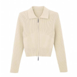 Prantsuse POLO kaelusega topeltt&otilde;mblukuga kootud kampsun naiste l&uuml;hike kevadine mitmek&uuml;lgne ainulaadne soliidne kampsun naiste top One Size must