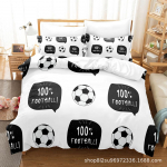 3D jalgpallisarja voodipesukomplekt Spordi tekikate ja padjap&uuml;&uuml;r 2/3 t&uuml;kki, mis sobivad poiste jalgpallif&auml;nnide tubade kodukaunistamiseks Baby 100x135cm