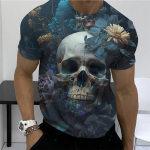 Vintage Skull T-s&auml;rk Meeste Naiste Topid Horror Print T-s&auml;rk Meeste P&uuml;hade Pullover Suvine L&uuml;hikeste Varrukatega 3D T-s&auml;rgid Vabaaja lahtised riided XS