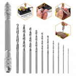 1 komplekt 0,8&ndash;3 mm mini k&auml;sitsi alumiiniumist k&auml;sipuurite komplekt Kiirterasest k&auml;sipuuripadrun Twist mikropuuritera t&ouml;&ouml;riistad valge