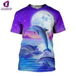 Moodne meeste T-s&auml;rk Suvine looma delfiinide l&uuml;hikeste varrukatega 3D prinditud top T-s&auml;rk Meeste &uuml;lisuured riided Sport Pullover T-s&auml;rk XS
