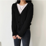 S&uuml;gis- ja talvine pikkade varrukatega V-kaelusega kootud jope, vabaaja &uuml;herealine kampsun, lihtsad naiste topid, kudumid 29303 S beež