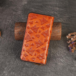 Johnature Butterfly reljeefsed ehtsast nahast rahakotid Naiste retrov&auml;rvi lehmanahast rahakotikaardihoidja K&auml;sitsi valmistatud pikk rahakott pruun