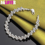 925 naelsterlingit h&otilde;bedast t&auml;is viinamarjahelmestest kett-k&auml;ev&otilde;ru ehted 20cm