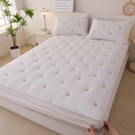 Sojaoaga tikitud voodipesu stiilis puuvillane voodilina, t&auml;ielikult puuvillane pestud puuvillane voodikate, voodikate, Simmonsi madratsi kaitsekate 2 single pillowcases