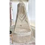 Premium Luksuslik Macrame Swing v&otilde;rkkiik t&auml;iskasvanutele ja lastele, suur tool Jhula Relax siseruumides, v&auml;ljas, r&otilde;dul, terrassil, sise&otilde;uel, elutoas, kodus 180L x 76W Centimeters