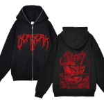 Berserk dressipluus T&auml;is lukuga jakid Y2k kapuutsiga vabaaja kampsunid Anime tr&uuml;kiga mantel S&uuml;gisfliis riided, kapuutsiga meestele XXXL