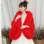 Winter Etole Mariage 160*55 cm Suures suuruses Naine Kunstkarusnahast pruutpaber varastas sooja karva pulmakeebid Pruudi valged sallid punane