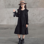 T&uuml;drukukleit S&uuml;gisene topeltkraega pikkade varrukatega laste kookkleit Printsessi pikk kleit 165 must