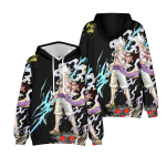 Meeste naiste kapuuts ONE PIECE Graafiline kapuuts Monkey D. Luffy Streetwear Harajuku vabaaja tr&uuml;kitud kapuutsiga dressipluusid XXL must