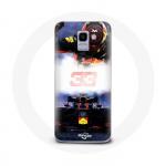 &Uuml;mbris Samsung Galaxy A6 2018 Formula 1 Max Verstappen F1 Driveri jaoks, must punane ja kollane