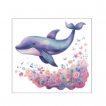 Cartoon Whale Flower WC kleebis Eemaldatav isekleepuv veekindel PVC elutoa seinakunst Vannitoa tualettruumi kaane kaunistuskleebis
