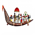 91,44 cm Metallist reljeefmaaling Disainer Muusik laeval Suur seinale riputatav vitriin kujuke Traditsiooniline Rajasthani kingitus Kodukaunistus