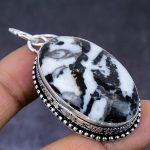 Natural Zebra Jasper Gemstone 925 Steling Silver Jewelry Pendant 2.21 i1d60
