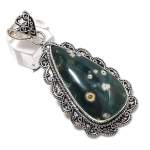 Natural Ocean Jasper Gemstone Handmade 925 Sterling Silver Pendant 2.76 p9q80