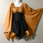 Naiste moodne pikkade varrukatega vintage kleit Cosplay pidulik &otilde;htune pidulik kleit L must