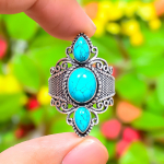 Natural Santa Rosa Turquoise Gemstone 925 Sterling Silver Ring Size 10 z2f12