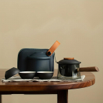 1 komplekt Lihtne keraamiline teekomplekt &otilde;ues reisimiseks kaasaskantav teekomplekt koos hoiukotiga Hiina Gongfu teen&otilde;u P&otilde;letusvastane teejook, 1 teekann ja 3 teetassi