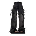 Naiste sinised teksap&uuml;ksid kottis, vintage 90ndate esteetilised k&otilde;rge v&ouml;&ouml;kohaga kauboip&uuml;ksid Harajuku teksariidest p&uuml;ksid Y2k pr&uuml;gikast 2000ndate riided 2024 S must