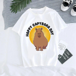 Suvine tr&uuml;kiga T-s&auml;rk Armas kapibaara tr&uuml;kiga Graafiline T-s&auml;rk Lill Magus Naiste Mood Vabaaja R&otilde;ivad L&uuml;hikeste Varrukatega Naiste T-s&auml;rk Top S valge