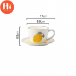 175 ml keraamiline kohvitassi ja alustassi komplekt p&auml;rastl&otilde;unatee tass portselanist piimatass k&auml;sitsi maalitud sidruniga