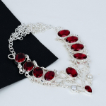 Punane granaat, p&auml;rlmutrist ehtekaelakee, 925 sterlingh&otilde;bedast kaelakee, k&auml;sit&ouml;&ouml; ehtekaelakee, granaadist kaelakee emale, pulmaehted 20 punane