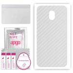 apgo Protective Skin Sticker for the back compatible with Samsung Galaxy J7 (2018), Wrap Film, Foil, Vinyl - Pattern Transparent Carbon