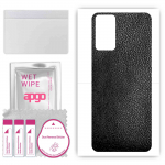 apgo Protective Skin Sticker for the back compatible with Infinix Hot 12i, Wrap Film, Foil, Vinyl - Pattern Black Leather
