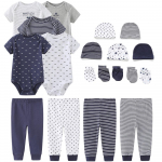 KIDDIEZOOM 19 tk/komplekt vasts&uuml;ndinu kost&uuml;&uuml;mid+p&uuml;ksid+kindad+m&uuml;tsid, 100% puuvillane prindiga unisex beebit&uuml;druku poisiriided vasts&uuml;ndinud kingitus 6-9Months