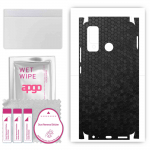 apgo Protective Skin Sticker for the back+sides compatible with Tecno Spark 5, Full Wrap Film, Foil, Vinyl - Pattern Black Honeycomb