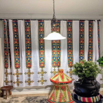 Traditsiooniline etioopia disainiga kardinad Salong 2 tk Luksuslik elutoa kaunistus 2 tk puhketoa kardinad Pulmade kaunistus 100W130H(CM)40x51in&Hook