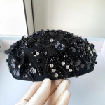 Naofuyidins &scaron;ikk talvevillane must pits helmestega lilled Grace Lady Baret Cap Naiste vaba aja maalri m&uuml;ts head size 57cm