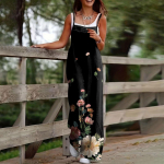 Naiste vabaaja kombinesoonid Kombinesoonid Reguleeritavate rihmadega Varrukateta Suvised Armsad Mugavad p&uuml;ksid taskuga L must