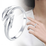 Double Dolphin Love Rings Ehted Aksessuaarid Loomade s&otilde;rmus Romantiline avatud avaldus h&otilde;be