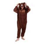 Pruunkaru cosplay kost&uuml;&uuml;m t&auml;iskasvanutele Kigurumi &uuml;hes t&uuml;kis pidžaama multikas Halloweeniks kogu kehale m&otilde;eldud riided S hall