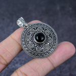 Black Spinel Gemstone Handmade 925 Sterling Silver Jewelry Pendant 1.75 i9v08