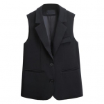 Naiste vest varrukateta topeltn&ouml;&ouml;pidega Western Slim Fit kardigan &uuml;likonnamantel Puhta v&auml;rvi s&uuml;gav V kaelus Ametlik &auml;ristiilis naiste vest M must