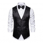 Meeste lavaesitluse &uuml;likonnavest koos kikilipsu tr&uuml;kiga, &uuml;he rinnaga kleidivest, &otilde;huke sobivus, &auml;riline V-kaelusega varrukateta vest L must