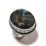 Natural Labradorite Gemstone Handmade 925 Sterling Silver Ring Size 8 z8l93
