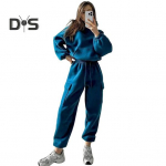 2 tk/komplekt naiste top p&uuml;kste komplekt kapuutsiga pikkade varrukatega elastne mansett kapuuts Pingutusn&ouml;&ouml;r veniv k&otilde;rge v&ouml;&ouml;kohaga pahkluu rihmaga p&uuml;ksid Sport Fitnessi dressid L khaki