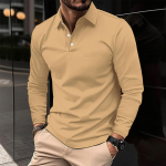 Kevad- ja s&uuml;gismoodne polos&auml;rk meeste pikkade varrukatega spordipolos&auml;rk kampsun S khaki