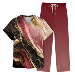 Meeste l&uuml;hikeste varrukatega V-kaelusega tr&uuml;kitud rinnatasku hooldus top elastsed v&ouml;&ouml;p&uuml;ksid, kaheosaline t&ouml;&ouml;&uuml;likond L must