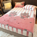 Kolmeosaline paksendatud piimavillast madratsikate talvine fliisist voodikate korallflanellist madratsi t&auml;ispakett libisemiskindel kaitsekate 120x200