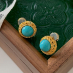 T&uuml;rkiissinine Stud Keskaegsed ehted Tipptasemel temperamendiga mitmek&uuml;lgne looduslik kivi Uus Hiina &otilde;ukonna retro naiste roheline