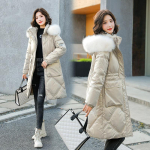 Talvine mitmek&uuml;lgne paksendatud erksav&auml;rviline puuvillane mantel ja karusnahaga jakid Kapuutsiga roosad pikad &uuml;ler&otilde;ivad XXXL